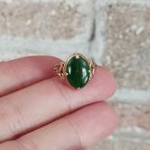 Antique Natural Green Jadeite 10kt Ring 
