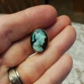 Antique Australia Bolder Opal Carved Cameo Pin 14kt 