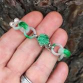 Vintage Fine Quality Burmese Jadeite and Pearl Bracelet 14kt GL