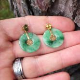 14 Karat Gold and Burmese Jadeite Disc Earrings 