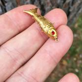 Antique 14 karat Articulated Fish Pendant GL