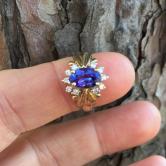 Estate Levian Natural Tanzanite Diamond Ring 14kt YG 