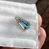 Natural Color Sky Blue Topaz and Diamond 14kt Pendant 