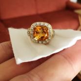 Fine Cut and Color Brazil Citrine 14kt Diamond Ring 