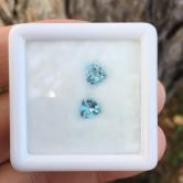 Matched Pair Natural Blue Brazil Aquamarine Hearts 