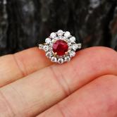 Color and Quality Spectral Red Ruby and Diamond Ring 18 kt GL