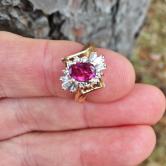 Purple Pink Natural Sapphire 14 kt Gold and Diamond Ring 
