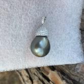  BigNatural South Sea Pearl 18 kt Diamond Pendant 