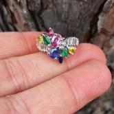18 Karat White Gold Multi-Color Sapphire Diamond Ring 5+ ct 