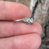 Antique 18kt White Gold Euro Cut Diamond Ring 