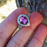 Quality Natural Pink Tourmaline Diamond Ring 14kt 