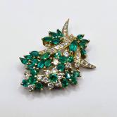 Fine Quality Vintage 18 kt Emerald and Diamond Pendant 