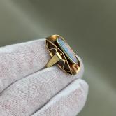 Estate Quality Rare Red Fire Australian Opal Ring 14K