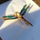 Vintage 18 Karat Gold Diamond and Enamel Brooch Pin 