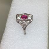Antique Filigree 18 Karat White Gold Burmese Ruby Diamond Ring 
