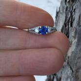  Fine Color Montana Sapphire Diamond 14 Karat Ring 