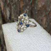 Antique Montana Yogo Sapphire And Pearl Palladium Ring