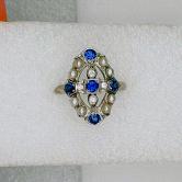 Antique Montana Yogo Sapphire And Pearl Palladium Ring