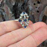 Antique Montana Yogo Sapphire And Pearl Palladium Ring