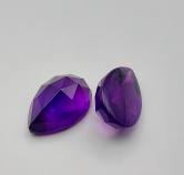 Rose Cut Natural Deep Color Amethyst Pear Brazil  11.83 Carats